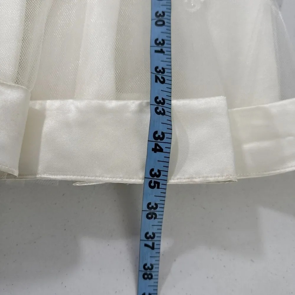 Majestic Dress Kids 4 Ivory Sleveless‎ Beaded Bow Tulle Ball Gown Formal Party